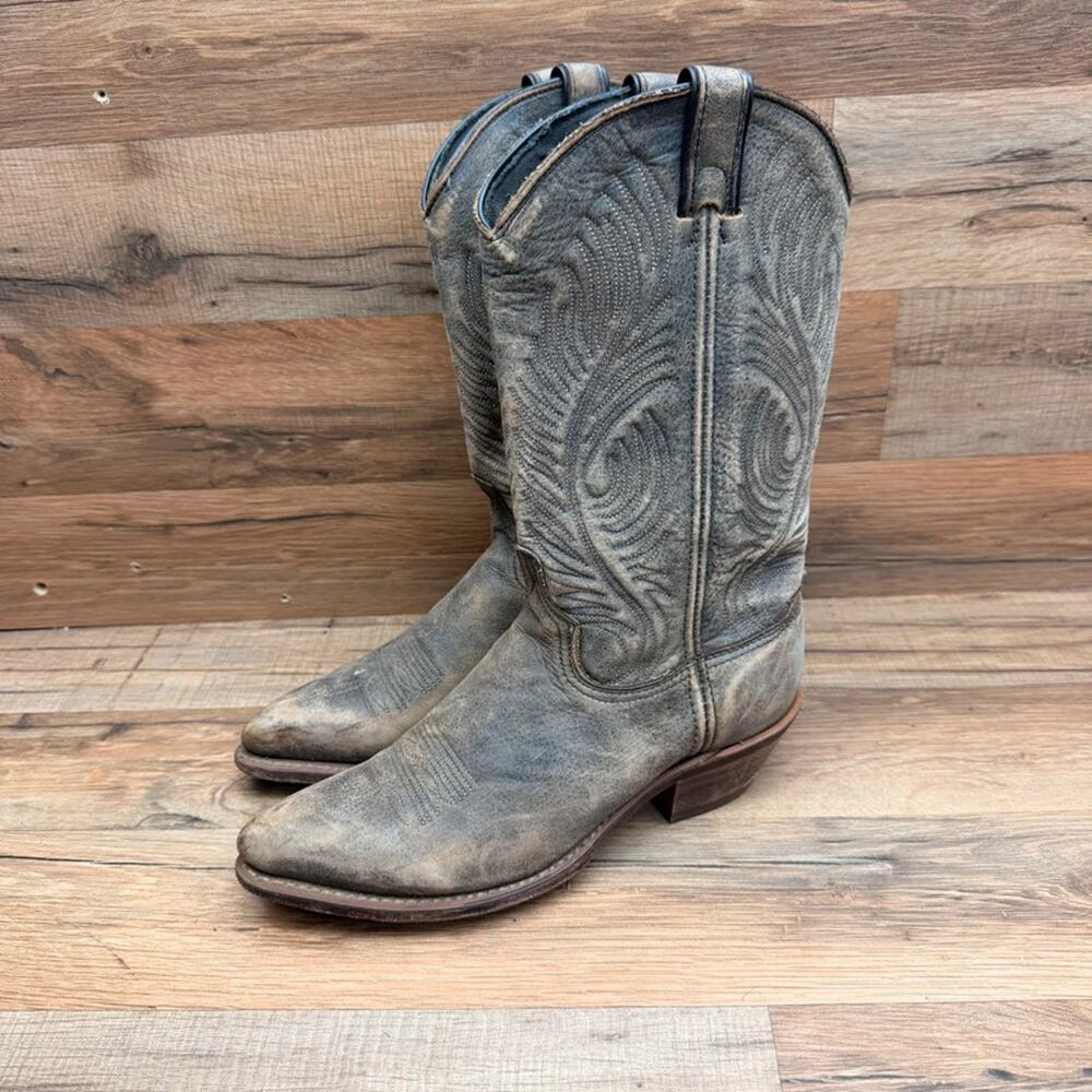 Abilene Boots size 7.5 Leather Pull On Cowboy Boots Classic Western